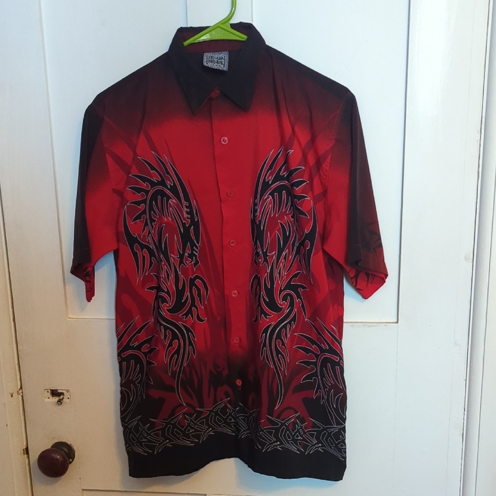Authentic Shaolin Short Sleeve Button Down Shirt. EUC.